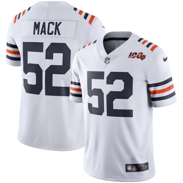 Men's Chicago Bears #52 Khalil Mack White 2019 100th Season Limited Stitched NFL Jersey